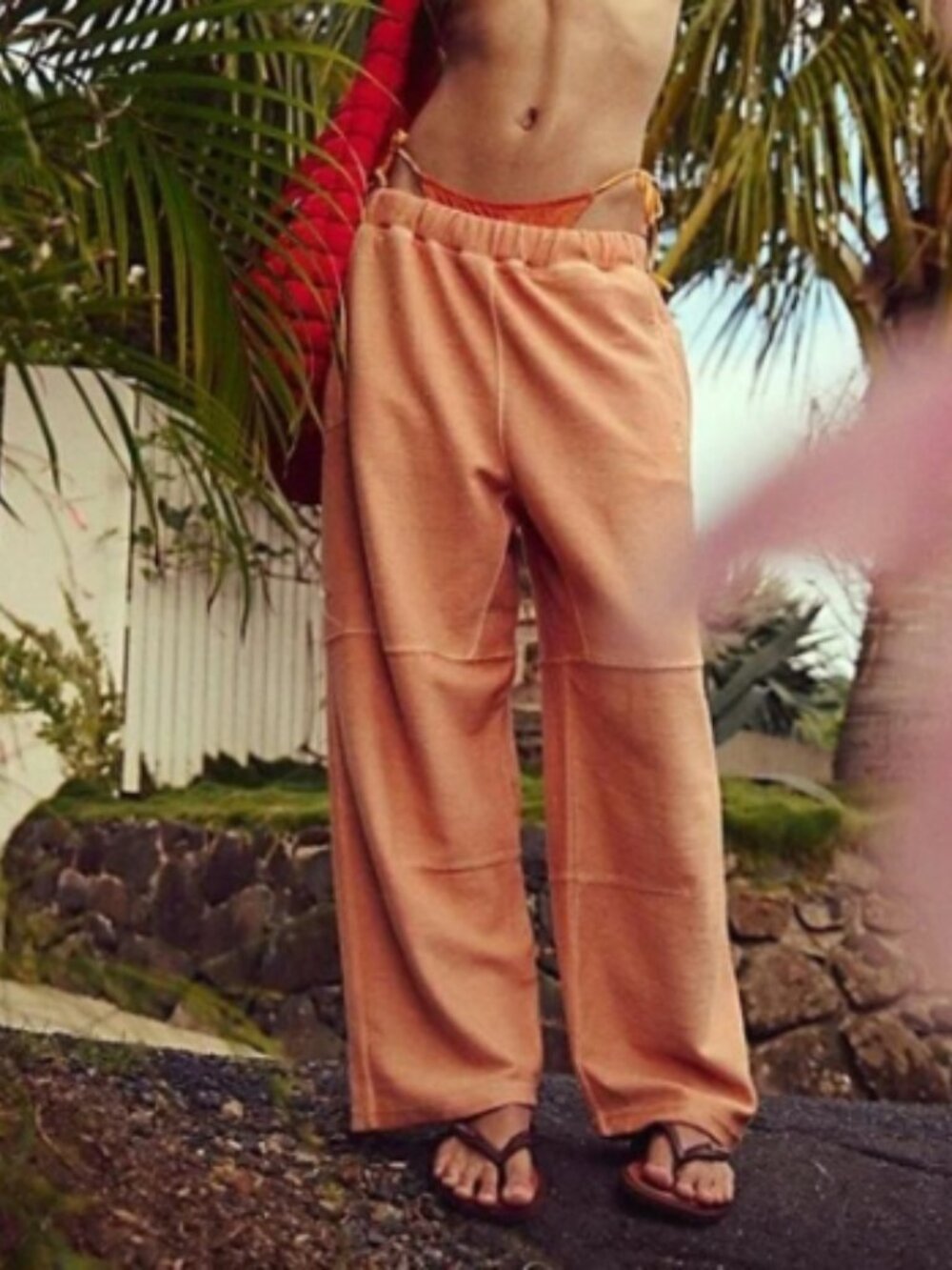 FREE PEOPLE MOVEMENT FP SCOREBOARD PEACH CORAL SWEATPANTS DRAWSTRING BARREL NEW